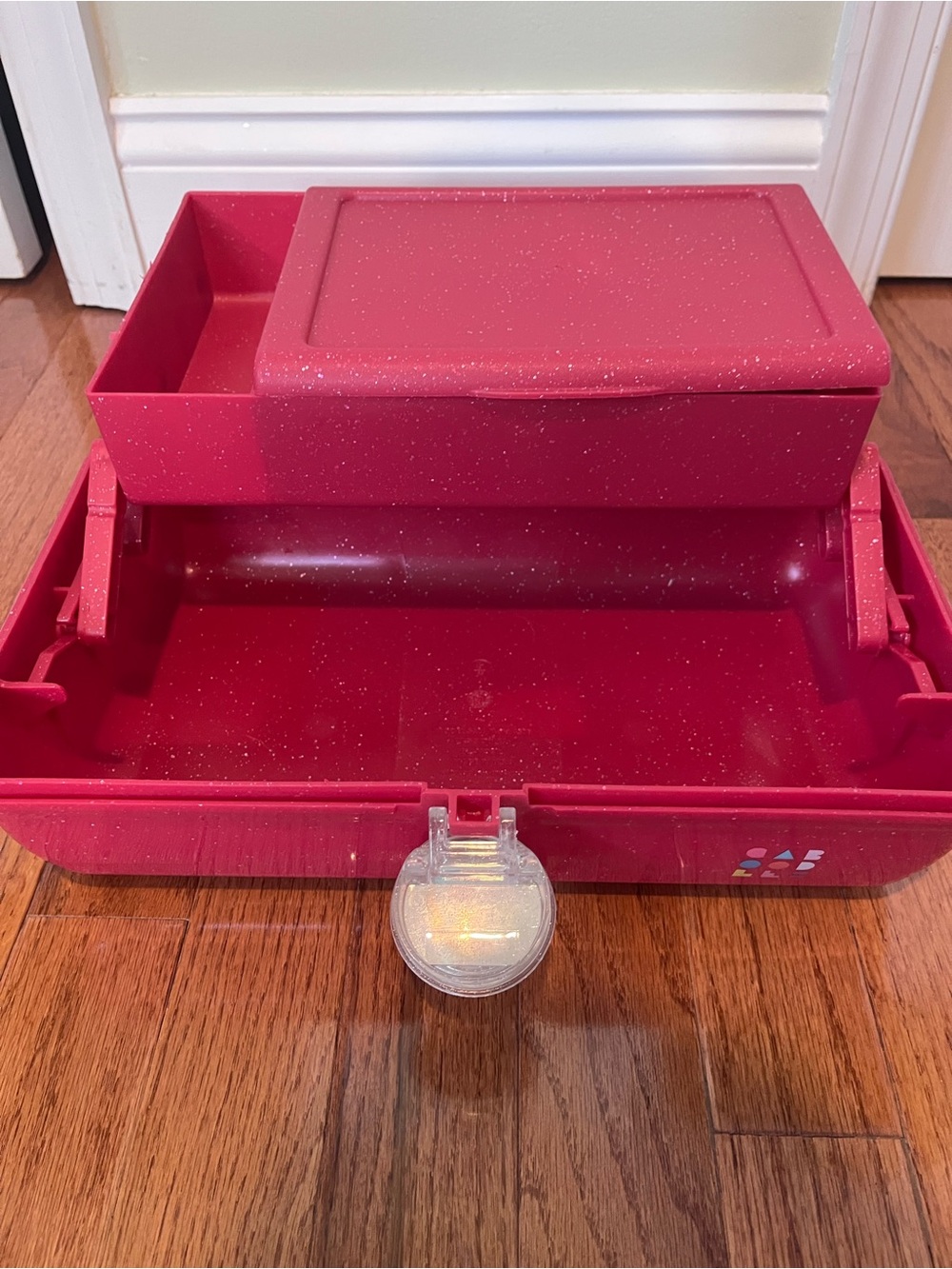 Caboodles Large Pink Glitter Makeup Case Mirror Tiered 12in x 7in x6in - Picture 7 of 8